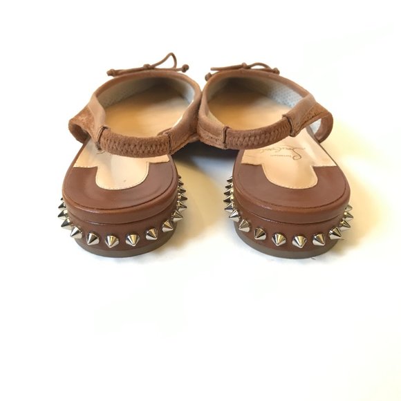 Christian Louboutin Brown Flats with Studded Heel - Picture 12 of 16